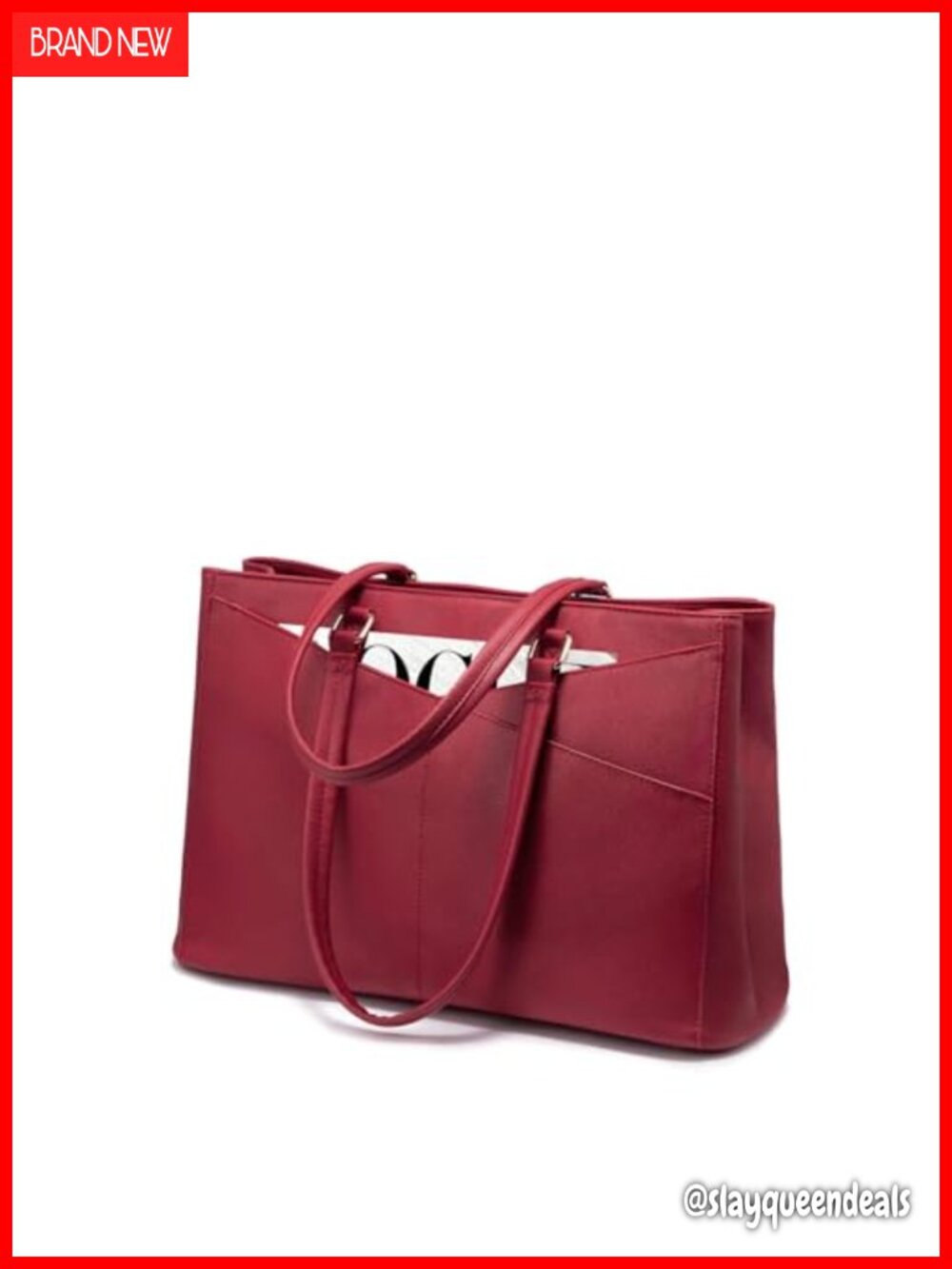PU Leather Laptop Tote Bag for Women, 17.3 Inch Briefcase Work Office